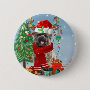 Caïro Terrier Dog in Snow met kerstcadeautjes Ronde Button 5,7 Cm