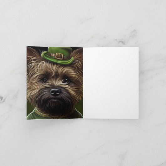 Caïro Terrier dog in St. Patrick's Day Dress Kaart (Binnen)