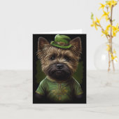 Caïro Terrier dog in St. Patrick's Day Dress Kaart (Gele Bloem)