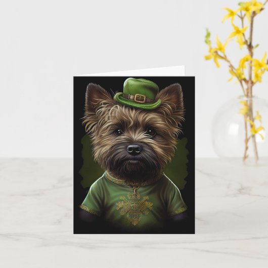 Caïro Terrier dog in St. Patrick's Day Dress Kaart (Gele Bloem)