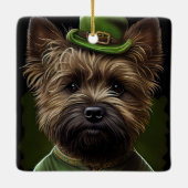 Caïro Terrier dog in St. Patrick's Day Dress Keramisch Ornament (Achterkant)