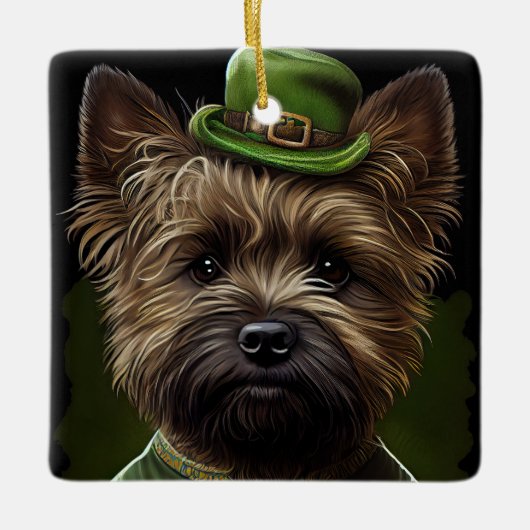 Caïro Terrier dog in St. Patrick's Day Dress Keramisch Ornament (Voorkant)