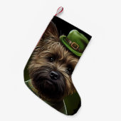 Caïro Terrier dog in St. Patrick's Day Dress Kleine Kerstsok (Voorkant (Hangend))