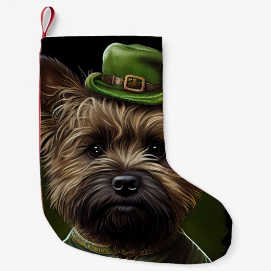 Caïro Terrier dog in St. Patrick's Day Dress Kleine Kerstsok (Voorkant)
