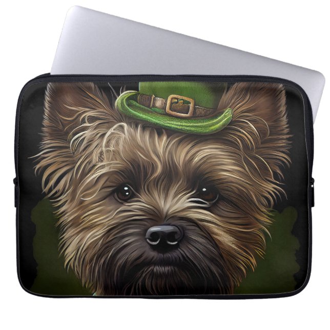 Caïro Terrier dog in St. Patrick's Day Dress Laptop Sleeve (Voorkant)