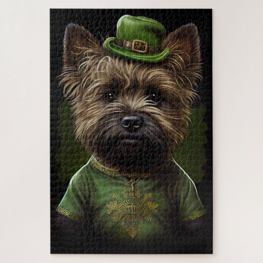 Caïro Terrier dog in St. Patrick's Day Dress Legpuzzel (Verticaal)