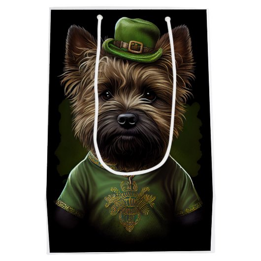 Caïro Terrier dog in St. Patrick's Day Dress Medium Cadeauzakje (Achterkant)