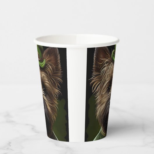 Caïro Terrier dog in St. Patrick's Day Dress Papieren Bekers (Links)