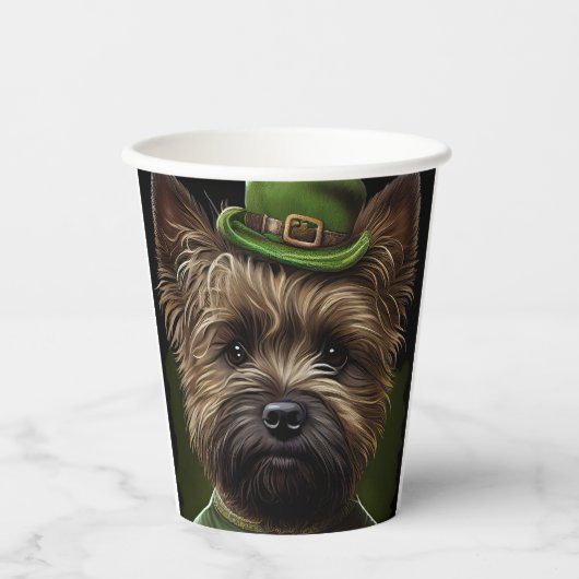 Caïro Terrier dog in St. Patrick's Day Dress Papieren Bekers (Voorkant)