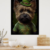 Caïro Terrier dog in St. Patrick's Day Dress Poster (Keuken)