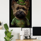 Caïro Terrier dog in St. Patrick's Day Dress Poster (Thuiskantoor)