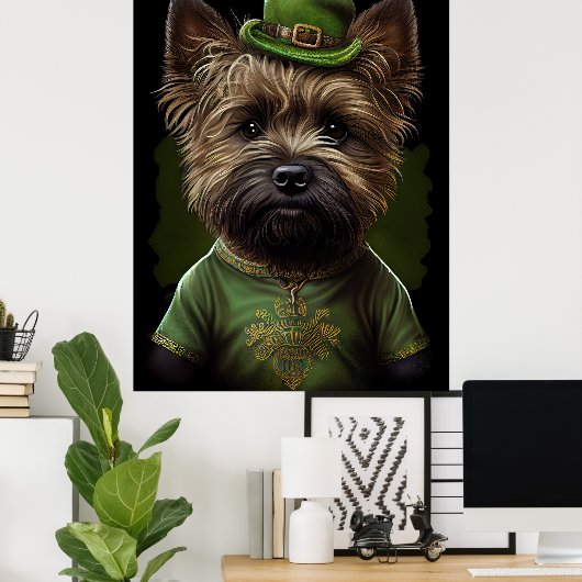 Caïro Terrier dog in St. Patrick's Day Dress Poster (Thuiskantoor)