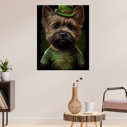 Caïro Terrier dog in St. Patrick's Day Dress Poster (Woonkamer 3)