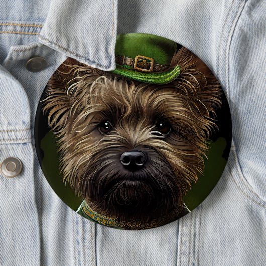 Caïro Terrier dog in St. Patrick's Day Dress Ronde Button 6,0 Cm (In situ)