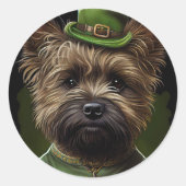 Caïro Terrier dog in St. Patrick's Day Dress Ronde Sticker (Voorkant)
