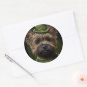 Caïro Terrier dog in St. Patrick's Day Dress Ronde Sticker (Envelop)