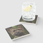 Caïro Terrier dog in St. Patrick's Day Dress Stenen Onderzetter (Zijkant)