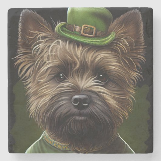 Caïro Terrier dog in St. Patrick's Day Dress Stenen Onderzetter (Voorkant)