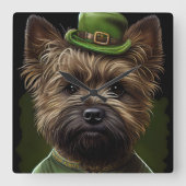 Caïro Terrier dog in St. Patrick's Day Dress Vierkante Klok (Voorkant)