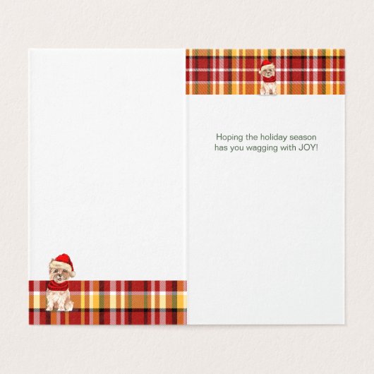 Caïro Terrier Dog met feestdag rode kerstmis Kaart (Binnenkant ongevouwen)