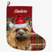 Caïro Terrier Dog met Holiday Pset Personalized Grote Kerstsok (Voorkant)