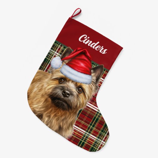 Caïro Terrier Dog met Holiday Pset Personalized Grote Kerstsok (Voorkant (Hangend))