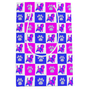Caïro Terrier Dog & Paw Hot Pink & Blue Medium Cadeauzakje