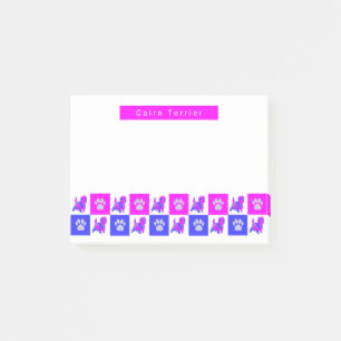 Caïro Terrier Dog & Paw Hot Pink & Blue Post-it® Notes