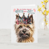 Caïro Terrier Dog Queen voor een dag grappige verj Kaart (Gele Bloem)