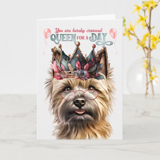 Caïro Terrier Dog Queen voor een dag grappige verj Kaart (Gele Bloem)