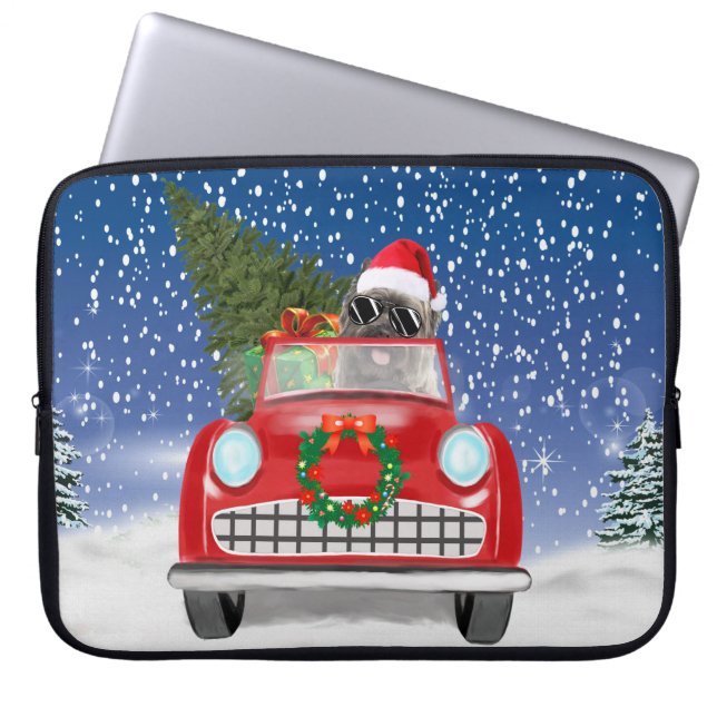 Caïro Terrier Dog rijdt met sneeuwkerst Laptop Sleeve (Voorkant)