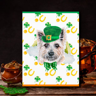 Caïro Terrier Dog Shamrock St. Patricks Day Feestdagenkaart