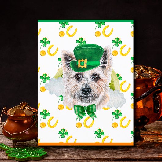Caïro Terrier Dog Shamrock St. Patricks Day Feestdagenkaart