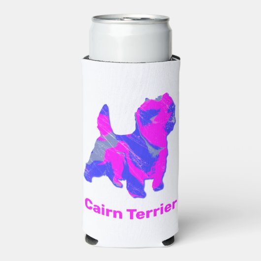 Caïro Terrier Dog Silhouette Hot Pink & Blue Seltzer Blikjeskoeler (Seltzer Voorkant)