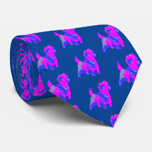 Caïro Terrier Dog Silhouette Pink & Blue Dark Blue Stropdas