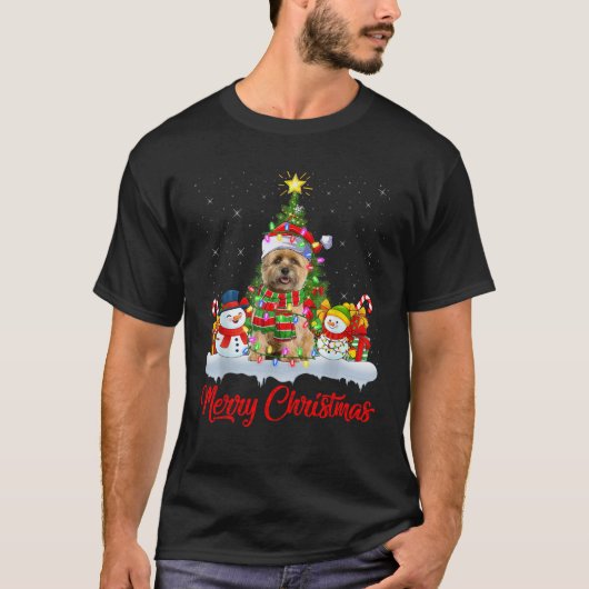 Caïro Terrier Dog Xmas Tree Lighting Cairn Terrier T-shirt (Voorkant)