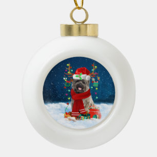 Caïro Terrier-hond met kerstcadeaus Keramische Bal Ornament