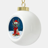 Caïro Terrier-hond met kerstcadeaus Keramische Bal Ornament (Rechts)