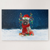 Caïro Terrier-hond met kerstcadeaus Legpuzzel (Horizontaal)