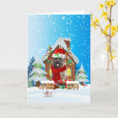 Caïro Terrier in sneeuw met kerstcadeaus Kaart (Gele Bloem)