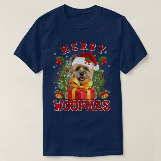 Caïro Terrier Merry Xmas Woofmas kerstlantaarns T-shirt (Design voorkant)