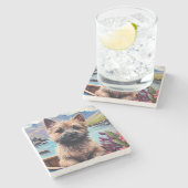 Caïro Terrier op een peddel: een Schilderachtig av Stenen Onderzetter (Zijkant)