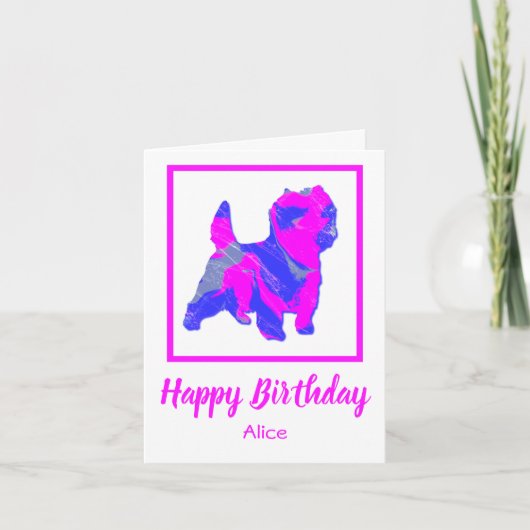 Caïro Terrier Pink Dog Funny Birthday Kaart (Voorkant)