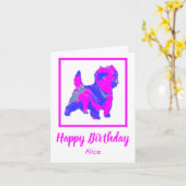 Caïro Terrier Pink Dog Funny Birthday Kaart (Gele Bloem)
