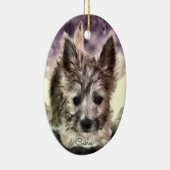 Caïro Terrier Puppy Oval Ornament, Waterverf Keramisch Ornament (Rechts)