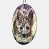 Caïro Terrier Puppy Oval Ornament, Waterverf Keramisch Ornament (Links)