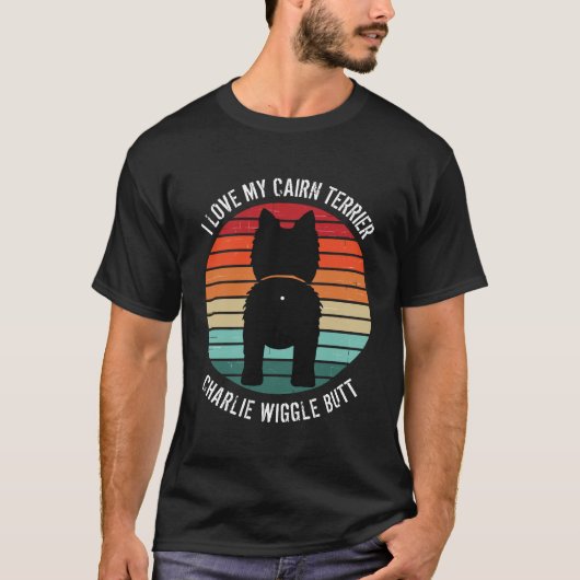 Caïro Terrier Retro Sunset Dog Butt T-Shirt (Voorkant)