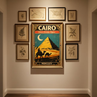 Caïro Vintage Reisposter – Retro Egypte Piramides Poster
