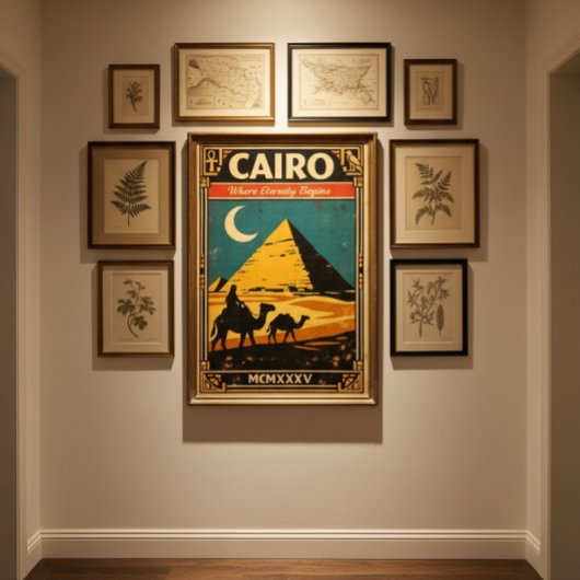 Caïro Vintage Reisposter – Retro Egypte Piramides Poster