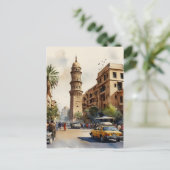 Caïro waterverf kunst briefkaart (Staand voorkant)